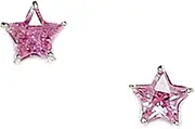 [JewelryWeb] 14k White Gold Pink 6x6mm Star CZ Simulated Diamond Screw Back Earrings Stud Earring for Women