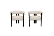 HomeStar Set Of 2 Eloise Boucle Fabric Kitchen Dining Armchair Metal Legs Cream/Black
