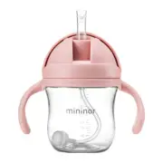 Mininor Rose Pink Baby/Infant 220ml Tritan Straw Bottle Water/Juice Drink Cup