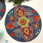 Enliven, Set of 6, Handmade placemat, floral beaded tablemat