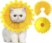 Sunflower Cat Recovery Collar Cotton Pet Cone Collar Soft Adjustable Fasteners Pet Cone Fabric Cone for Cats Cat Anti Scratch Collar for Cat and Puppy Pet Supplies, Yellow (Yellow, S)