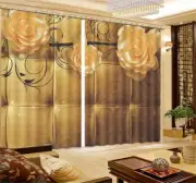 Upscale Champagne 3D Curtain Blockout Photo Printing Curtains Drape Fabric