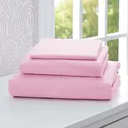 Delta Children 3-Piece Twin Sheet Set - Includes 1 Flat Sheet, 1 Fitted Sheet & 1 Pillowcase, Pink