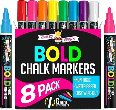 8 pcs Liquid Chalk Board Window Marker Erasable Pen 8 Pack Great For Chalkboard