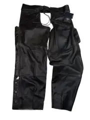 NEW Mens Genuine Harley Davidson Leather Chaps Black Sz 3XL Short