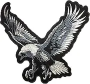 [Large Size] Papapatch Bald Eagle Hawk Falcon Bird Wings Biker Rider Motorcycle Jacket Vest Costume Embroidered Large Sew on Iron on Patch (Iron-Bald-Eagle-Large)