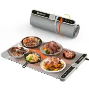 Warming Mat for Food, 9 Levels Temp Select with Child Safety Lock, Rollable E...