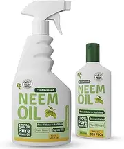 Neem Oil Spray for Plants-Kit Makes 320 fl oz -100% Pure Cold Pressed