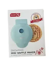 Dash Mini Electric Waffle Maker Snowman Nonstick Christmas Gift Holiday Teal