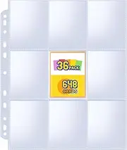 Fabmaker 36pack Trading Card Sleeve, Holds 648 Cards, 9 Pocket Card Sleeves Binder Sheets for 3 Ring Binder, 11 Holes Trading Card Binder Sleeves Fit for MTG, Baseball, Game, Business Cards, Coupon