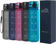1L Motivational Water Bottle with Time Marking Hydration Tracker Wide Mouth for