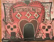 Moody Virgo Heartbreak Hotel Emo Valentine’s Day Acrylic Painting Ooak