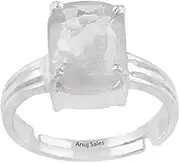 [ANUJ SALES] 11.00 Ratti 10.00 Crt AA++ Quality Certified Adjaistaible Silver Ring Unheated Untreated Natural White Sapphire Pukhraj Loose Gemstone, Silver Plated, Quartz