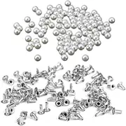 Anneome DIY Pearl Rivets Studs Set by 100 Pcs Pearl Earrings for Women's Accessories Leather Bag Decorati