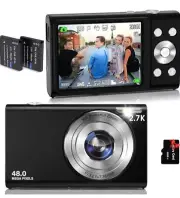 2.7K HD 48MP Digital Camera - Auto Focus, 16X Zoom, 32GB Memory Card, 2...