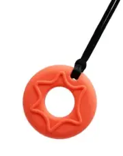 Brand New Sensory Chew Teether Necklace Chewellery Orange Donut