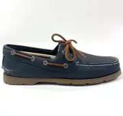 Sperry Top-Sider Leeward 2-Eye Mens 9.5 Wide Navy Blue Perforated Boat Shoes