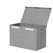 1X Keezi Kids Toy Box Large Chest Storage with Flip-Top Lid Foldable Organizer Bins Grey