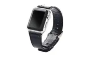 For Apple Watch Series 2,38-mm Case,Genuine Leather Oil Wax Strap,Black