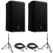 Electro-Voice ZLX-15P-G2 15" BT Speaker Pair, Stands+Case, & 20' XLRs