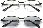 THIKK Transition Reading Glasses, Progressive Multifocus Presbyopia Eyewear, Photochromic Sunglasses Anti Blue Light Sun Readers (Color : Black, Size : +2.00)