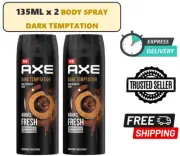 2X 135ML AXE Dark Temptation Deodorant Body Spray 48Hour Fresh Fragrance For Men
