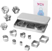 30 Pcs Mini Stainless Steel Cookie Cutters - Geometric Shapes for One-Bite Treat