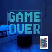 SBSG Game Over LED 8bit Lamp Night Light 3D Illusion lamp for Kids, 16 Colors Changing with Remote, Kids Bedroom Gaming Room Gamer Gift Decor as Gift