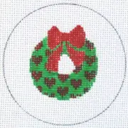 Wreath Christmas Ornament Hand Painted Needlepoint Canvas