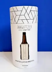 Brumate 12 oz. Push-Lock Non-Slip Hopsulator Bott'l Stainless HBE12S New