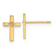 14k Two-Tone Gold Cross Post Earrings