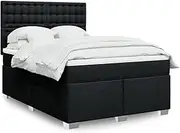 Generic Box Spring Bed with Mattress Black Double Fabric,3292987