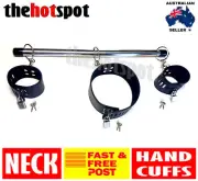 Neck Collar Wrist Spreader Bar Bondage Restraint Fetish Handcuffs Hand Cuffs