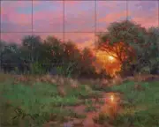 Sunset Tile Backsplash William Hagerman Landscape Art Ceramic Mural WHA004