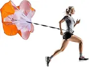 Running Resistance Parachute by F1TNERGY Durable 56" Orange Speed Sprint Training Chute - Free Carrying Bag - Maximize & Explosive Acceleration - Soccer Football Agility Ladder Speed Rope
