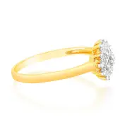 9ct Yellow Gold 19 Cubic Zirconia Flower Shaped Ring, S