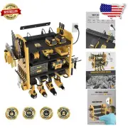 Adjustable 4-Layer Power Tool Storage Rack with Charging Station for Easy Access