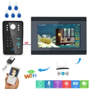 7'' LCD 1000TVL Wifi Wired/Wireless Video Doorbell Intercom System RFID Password