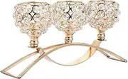 Crystal Candle Holders 3 Wick Gold Centerpiece Table Decorations for Dining Room Living Room Bling Votive Tealight Candle Holder Coffee Dining Table Centerpiece Decor Christmas Decorations