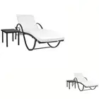 Sun Lounger with Cushion and Table Day Bed Lounge Furniture Poly Rattan vidaXL