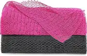 African Net Long Bath Net Sponge,JASSINS African Bathing Sponge,Body Exfoliating Long Net Shower Body Scrubber Back Scrubber Skin Smoother,Stretch Length to 66 INCH (Black and Pink)