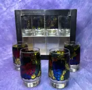 Vintage Libbey Hostess Glassware Large Stained Glass Fruit Set of 8 Glasses