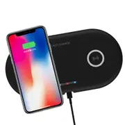 Wireless Charger Charging Dual Pad Phone Holder For iPhone Samsung Huawei Xiaomi