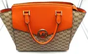Michael Kors Satchell Nat/Tangerine Womans Hand Bag New