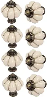 Ceramic Knob,Cabinet,Furniture Pull Handles,Door Pull,Drawer Pull Handle,Home Office Furniture Ceramic Pumpkin Shape Pull Handle Knob Milky White 8pcs