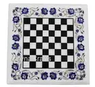 Pietra Dura Art Chess Table Top for Cafeteria Decor Square Marble Coffee Table