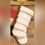 Burlap Ruffle Stockings 2pc Glitzhome Farmhouse Christmas Rustic Prairie NEW