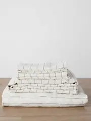 Cultiver | Linen Sheet Set with Pillowcases in White Pencil Stripe | The UNDONE