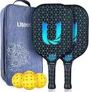 Uteeqe Pickleball Paddles Graphite Pickleball Paddle Set Lightweight Texture Surface Polymer Honeycomb Core Pickleball Racket Cushion Comfort Contour Grip Low-Profile Edge Guard Pickleball Racquet