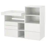 SMÅSTAD / PLATSA changing table, white white/with bookcase, 150x79x123 cm